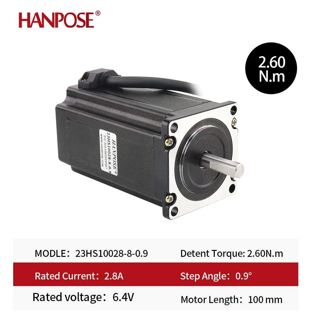 Hanpose 23 hs10028 motore passo-passo 57 a 4 derivazioni a 0.9 gradi 2.8A 260n. Cm per accessori per stampanti 3D e motore passo-passo Nema 23 di fresatura CNC