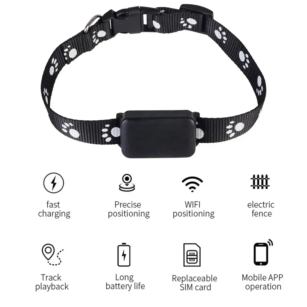 Mini localizador GPS para mascotas, Collar impermeable, localizador de perros y gatos, aplicación de alarma de valla inteligente, posicionamiento Global en tiempo Real, nuevo