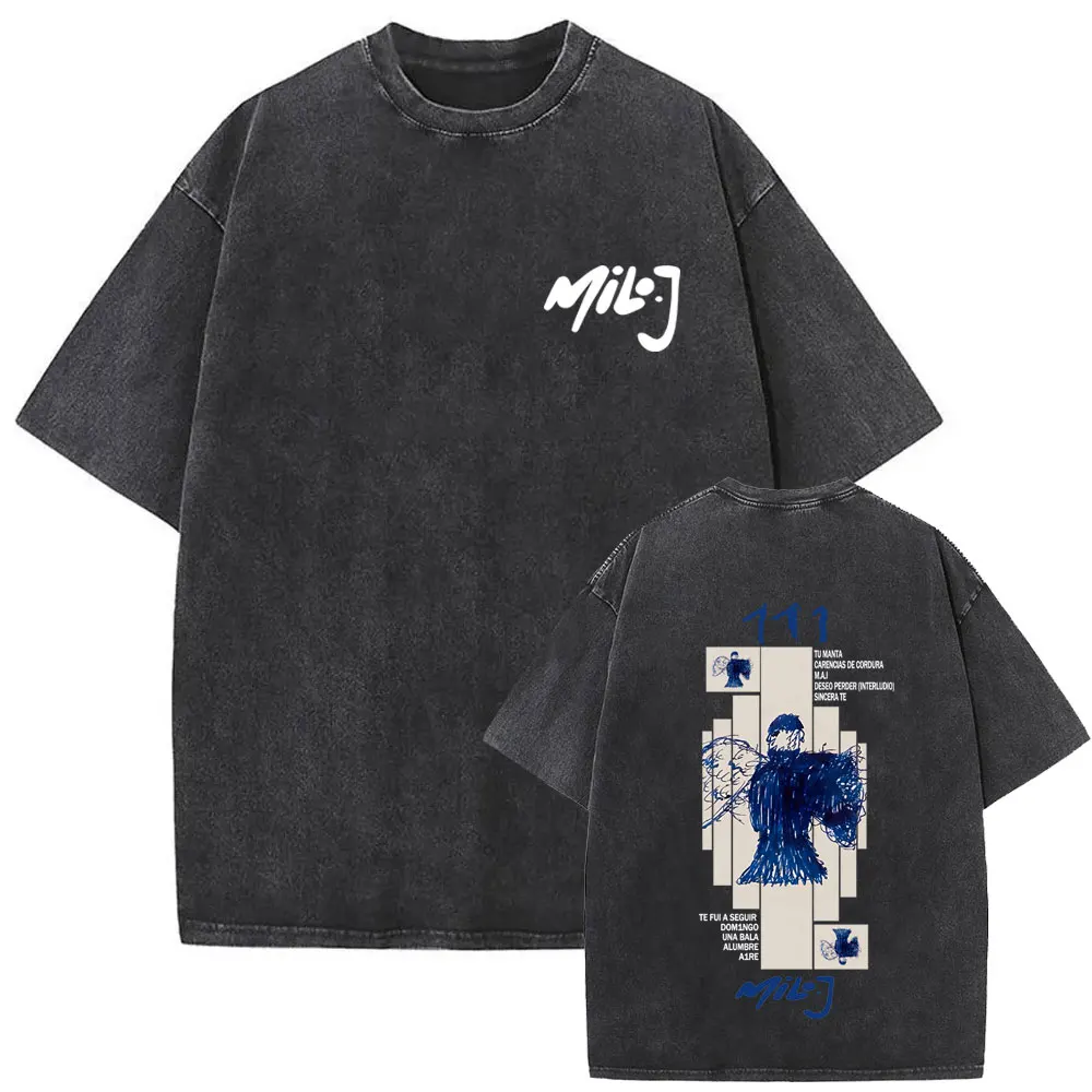 

Washed Vintage Rapper Milo J 111 Album Graphic T-shirt Men Women Hip Hop Oversized Cotton T Shirt Male Fashion Trend Streetwear