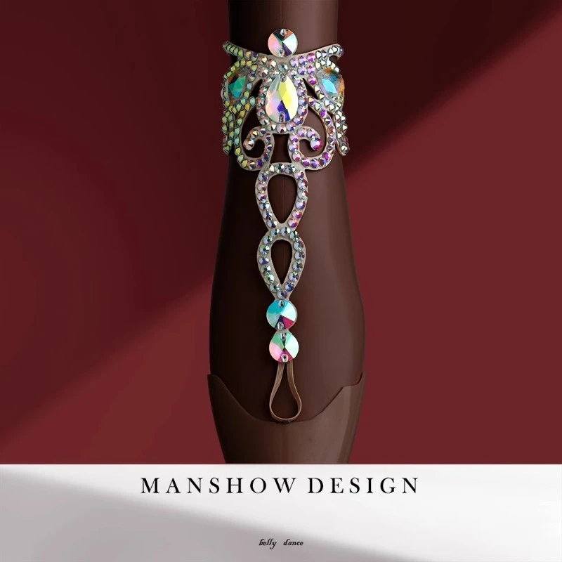 customized belly dance bracelet Latin performance accessories foot chains handmade hot stamping diamond hooks toe rings