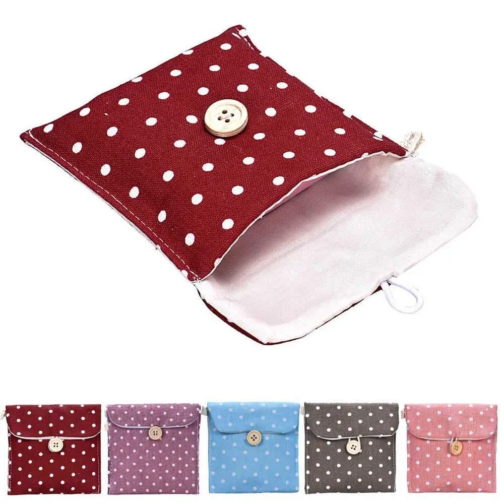 Women Girl Travel Polka Dot Organizers Sanitary Napkin Bag Storage Pouch