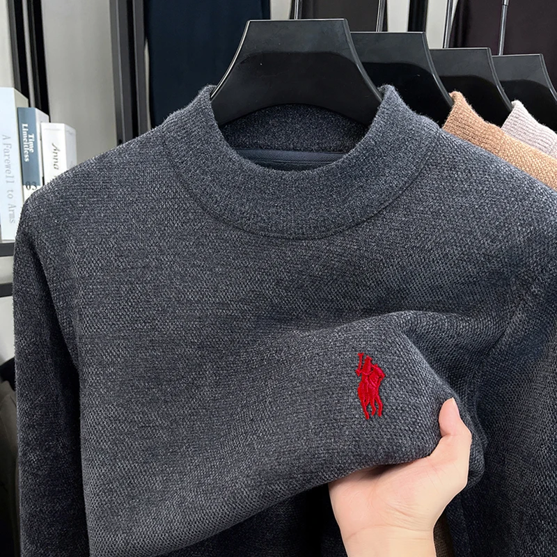 

[Интегрированный бархат] Утолщенный мужской свитер с добавлением бархата, новый мужской модный зимний теплый базовый свитер с высоким воротом