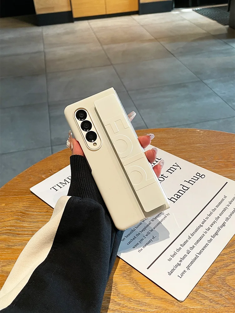Stretch Wristband Phone Case For Samsung Galaxy Z Fold 2 3 Skin Feel Z Fold 4 5 Cover
