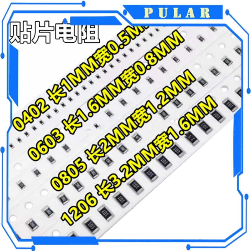4000PCS 0402 SMD Resistor Kit Assorted PLR 10ohm-1M ohm 5% 80valuesX 50PCS=4000PCS Sample 0805 0603 1206 2512 1210