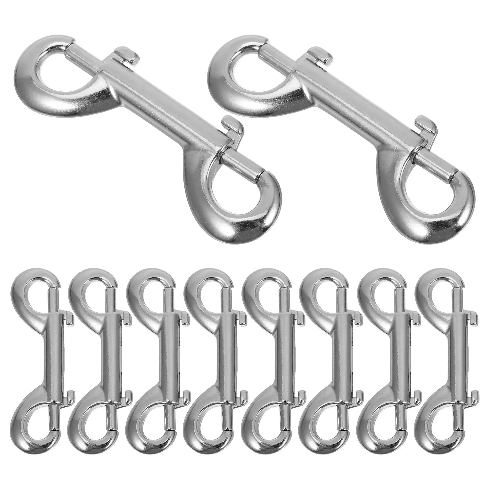 

10pcs Double-ended Dog Buckle Snap Hooks Bolt Alloy End Zinc Leash Metal Clips Dog Collar Hardware Double
