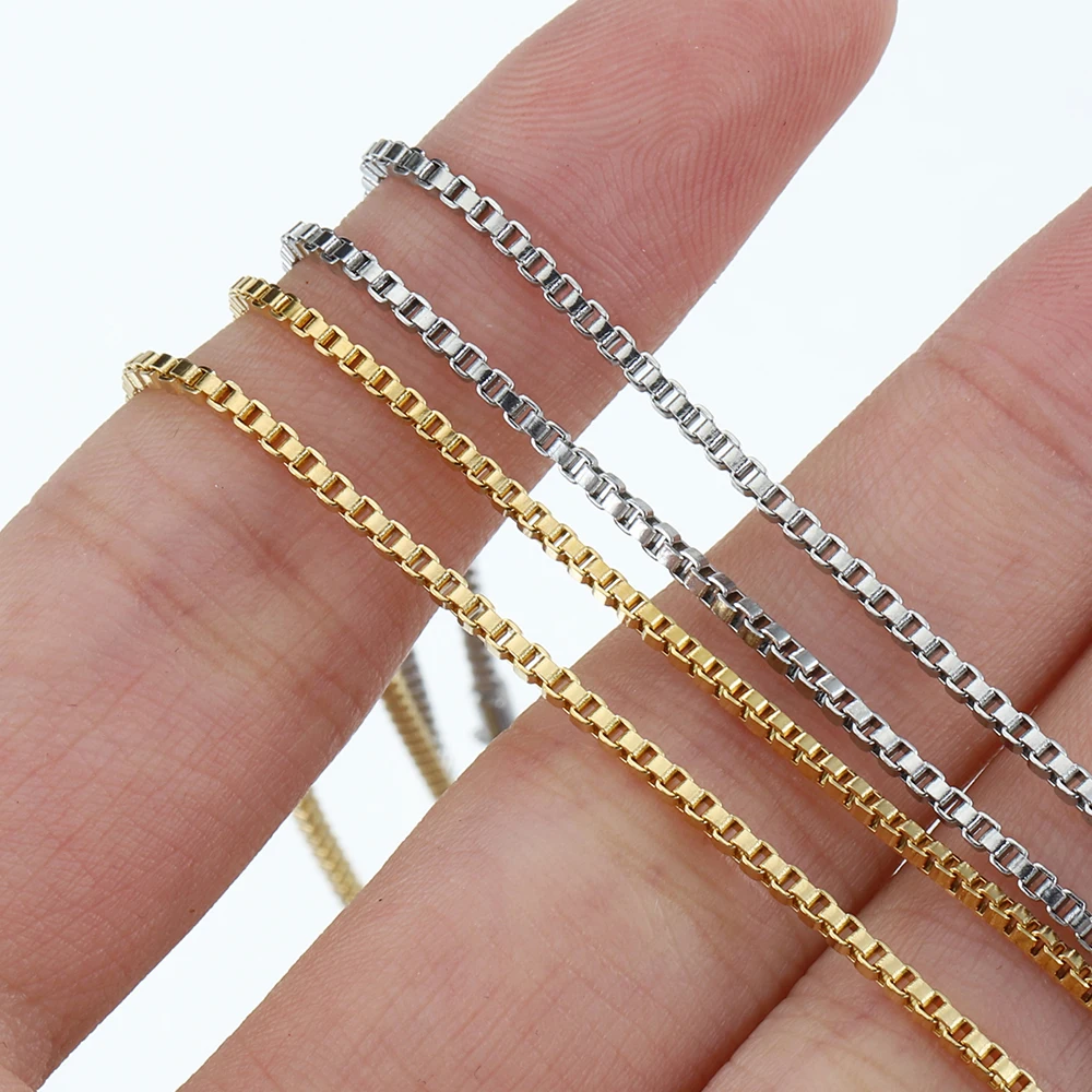 10pcs 5pcs Stainless Steel Box Chains for Jewelry Making DIY 45cm+5cm Necklace Chain with Lobster Clasps Chain Handmade Findings