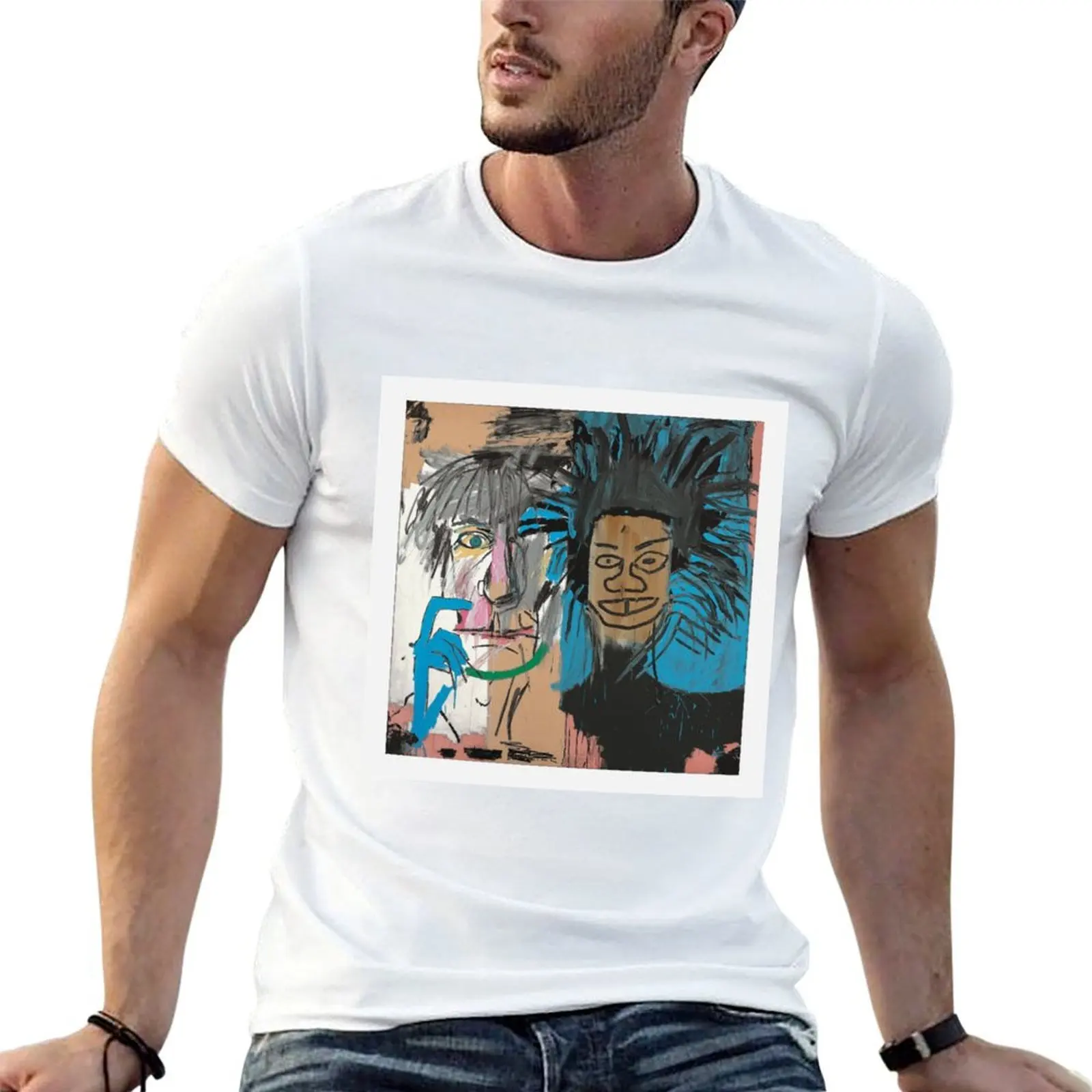 

Collaboration jean-michel and warhol - painting illustration T-Shirt man tshirt men t shirt cotton 100% T-Shirt