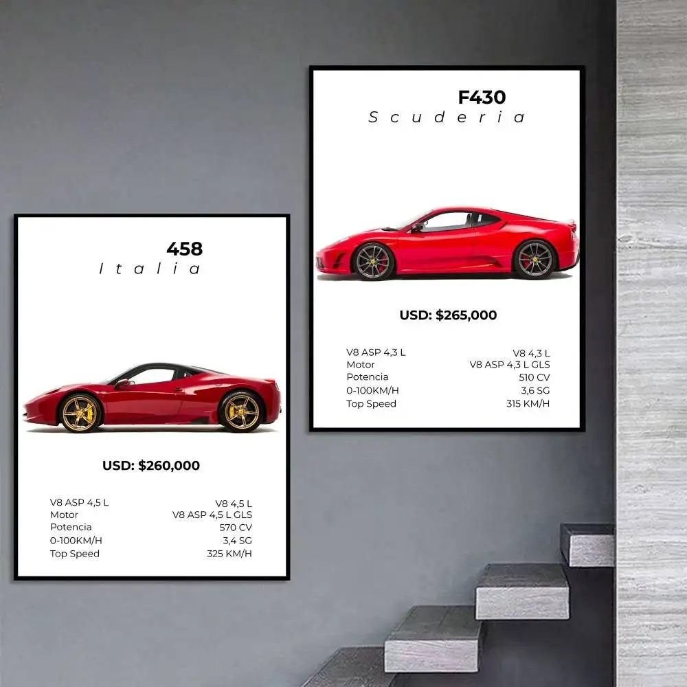 RariCars 458 Italia SP3 Daytona Series Poster Self-adhesive Art Waterproof Paper Sticker Coffee House