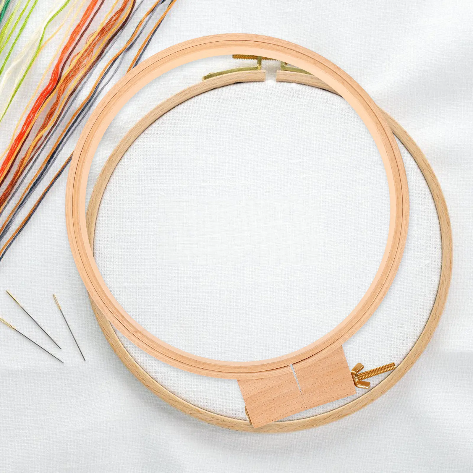 

21Cm Premium Polished Wood Embroidery Hoop Stable Fabric Tension Frame for Cross Stitch Needlework Craft Display Living Room