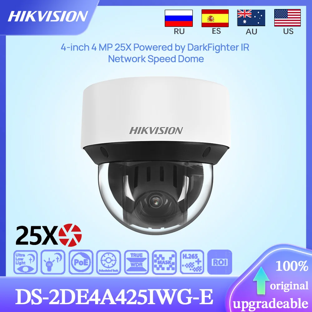 Hikvision Original DS-2DE4A425IWG-E 4-inch 4MP 25X ZOOM Auto-Tracking PTZ Powered by DarkFighter IR50M Network Speed Dome Camera