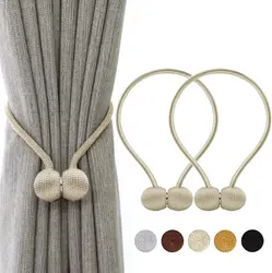 2PCS Magnetic Curtain Tiebacks Pearl Ball Curtain Tiebacks Curtain Clips Holdbacks Buckle Clips Home Decorative Accessories