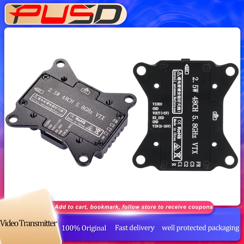 

PUSHI PandaRC 5,8G 2,5 Вт VTX VT5804-BAT видеопередатчик 56CH 6-36 В для FPV гоночного дрона на большие расстояния аксессуары