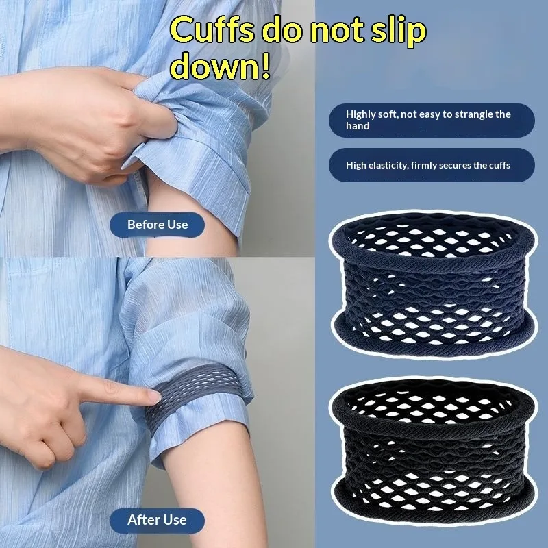 Non-Slip Elastic Sleeve Shorteners 5Pcs Adjustable Cuff Fasteners for Shirt Hanfu Suit Blazer
