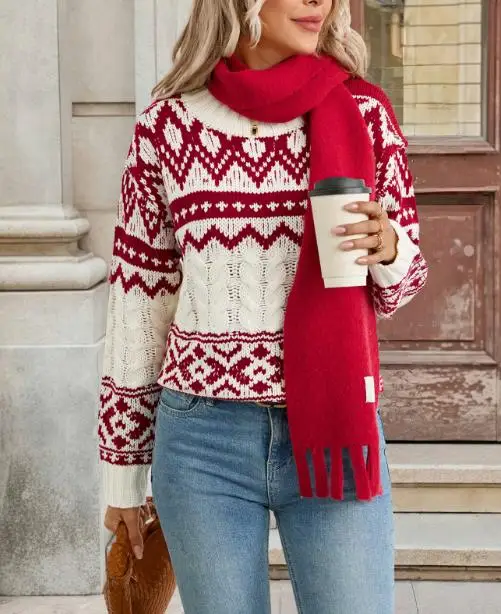 Women's Jacquard Knit Sweater - usage example