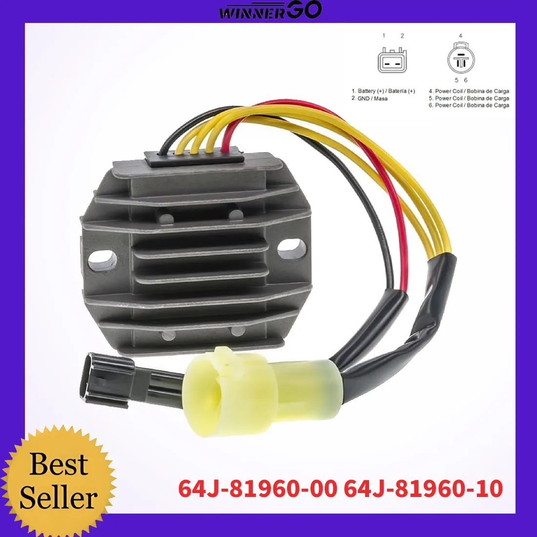 

64J-81960-00 64J-81960-10 Voltage Regulator Rectifier Fit for Yamaha Outboard 40HP 50HP 60HP F60 F40C F50A F50D Boat Accessories