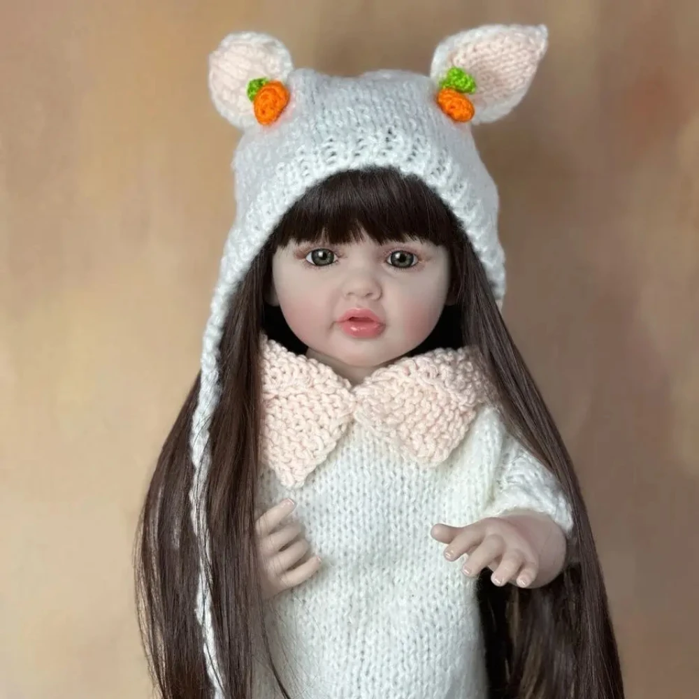 

BZDOLL 55CM 22In Full Soft Vinyl Body Lifelike Realistic Reborn Baby Can Stand With Support Princess Toddler Bebe Birthday Gift