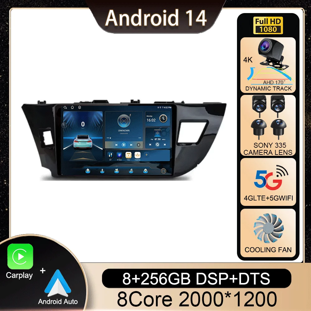 

Android 14 2 Din Car Radio for Toyota Corolla Ralink 2014 - 2016 Multimedia Video Player Navigation MP5 Stereo Carplay Head Unit