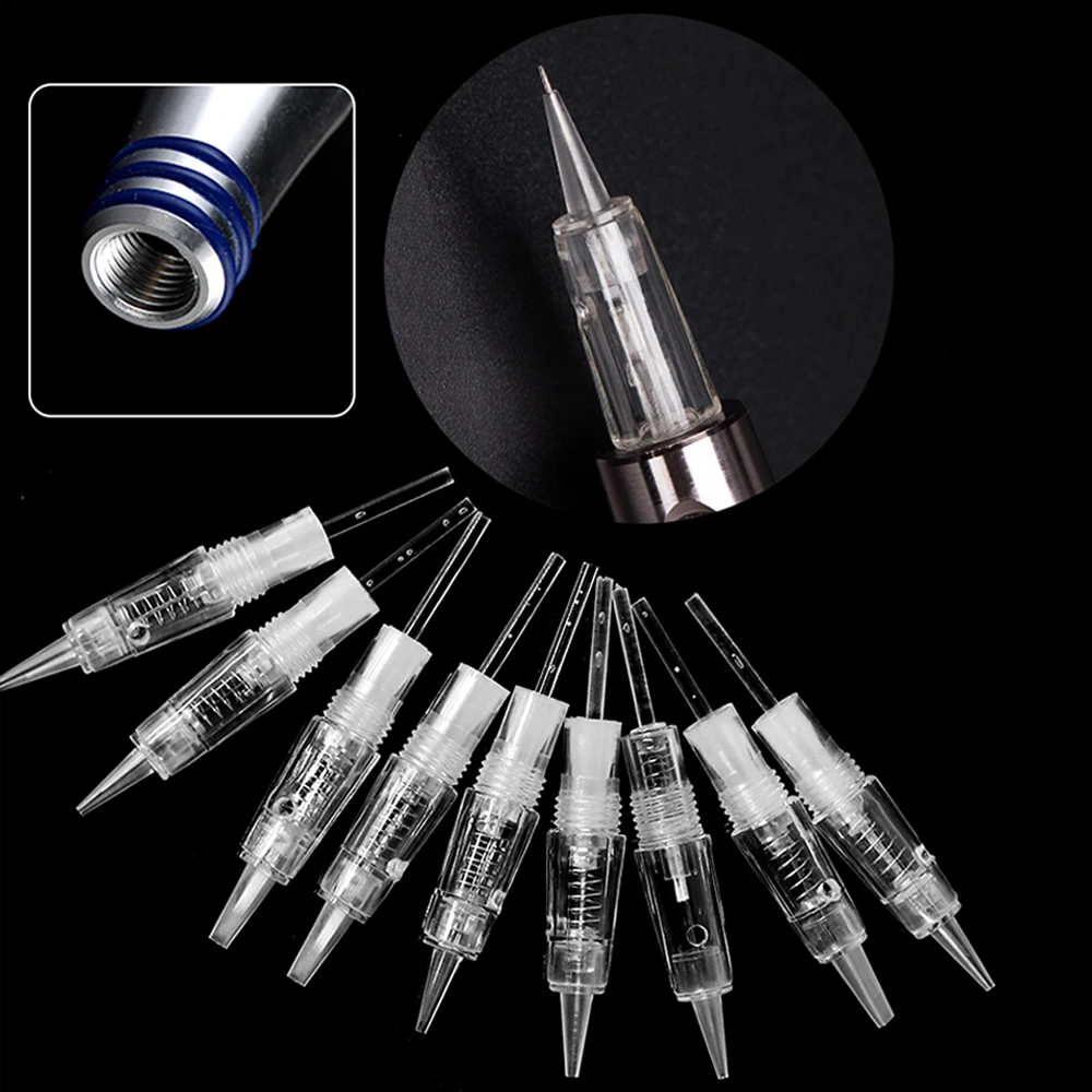 10/20pcs Tattoo Needle Cartridge For Permanent Makeup Eyebrow Lip Tattoo Pen Machine Screw Mouth Disposable Cartridge Needles