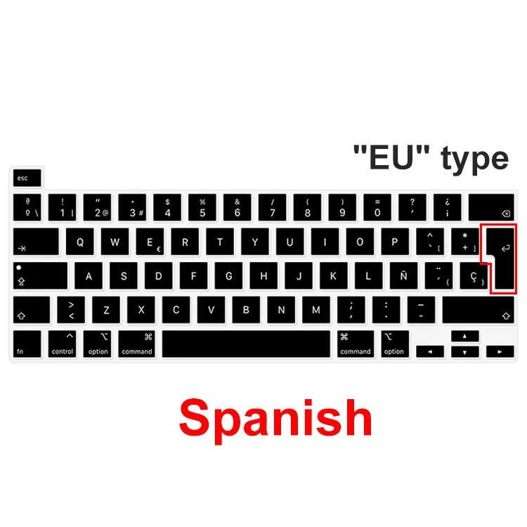 Silicone Spanish EU Version For MacBook Pro 13  A2141 M1 Chip A2338 A2251 A2289 2020 / MacBook New Pro 16 Keyboard Cover  Skin