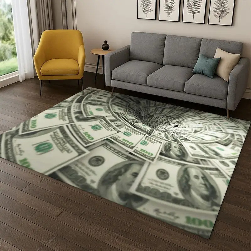 Cartoon Dollar Euro Money Rich Carpet Rug for Bedroom Living Room Sofa Playroom Doormat Home Decor,Kid Game Area Rug Non-slip