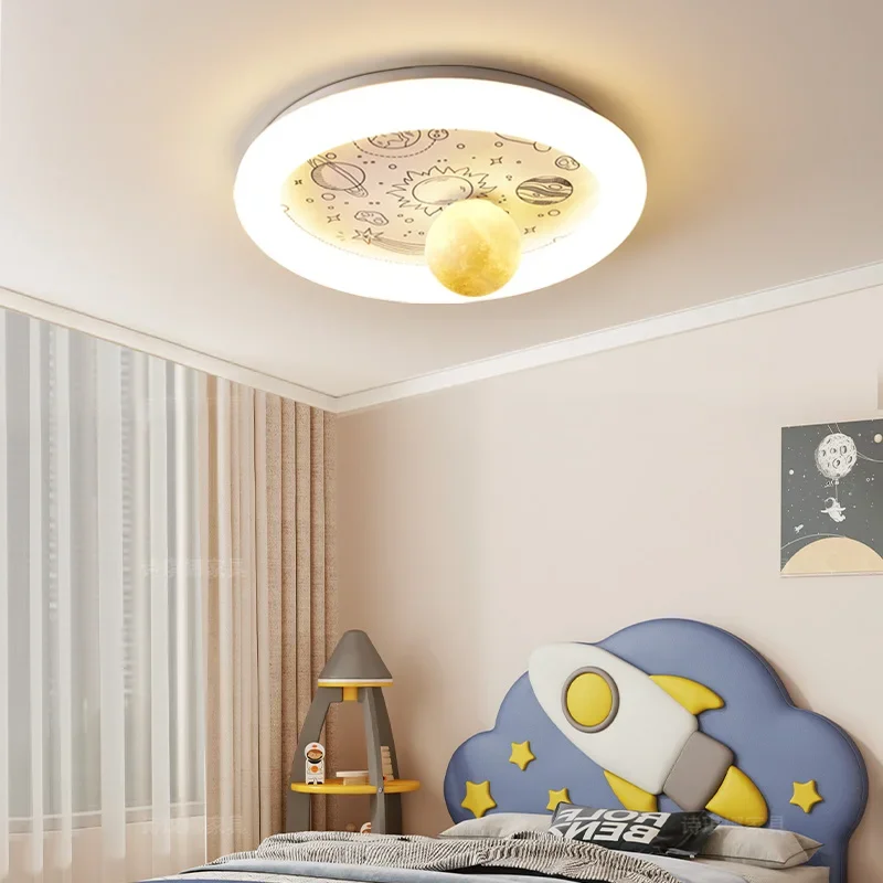 

Children's Room Lights Boys & Girls Full Spectrum Simple Modern Creative Luxury Warm Planet Flower Bedroom Ceiling Lamps & Lante