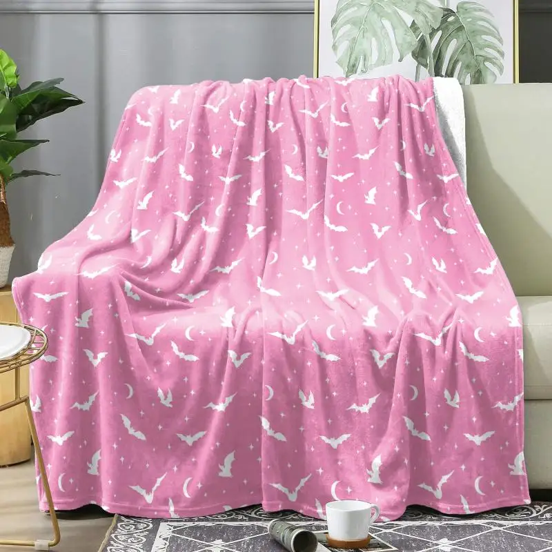 Halloween Rosa Nickerchen-Decke, Warme Weiche Flanell-Decke, Multifunktionale Dekorative Decken, Geschenke für die Feiertage – Detail 16