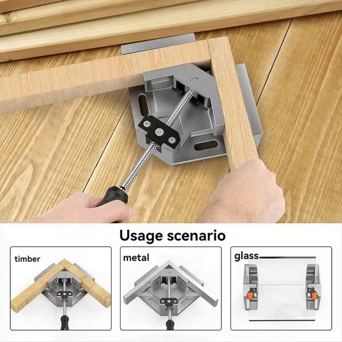 A173K 90 Degree Angle Clamp Quick Fixed Fish Tank Glass Woodworking Picture Frame Clamp Multi-Function Positioning Tightener SUM