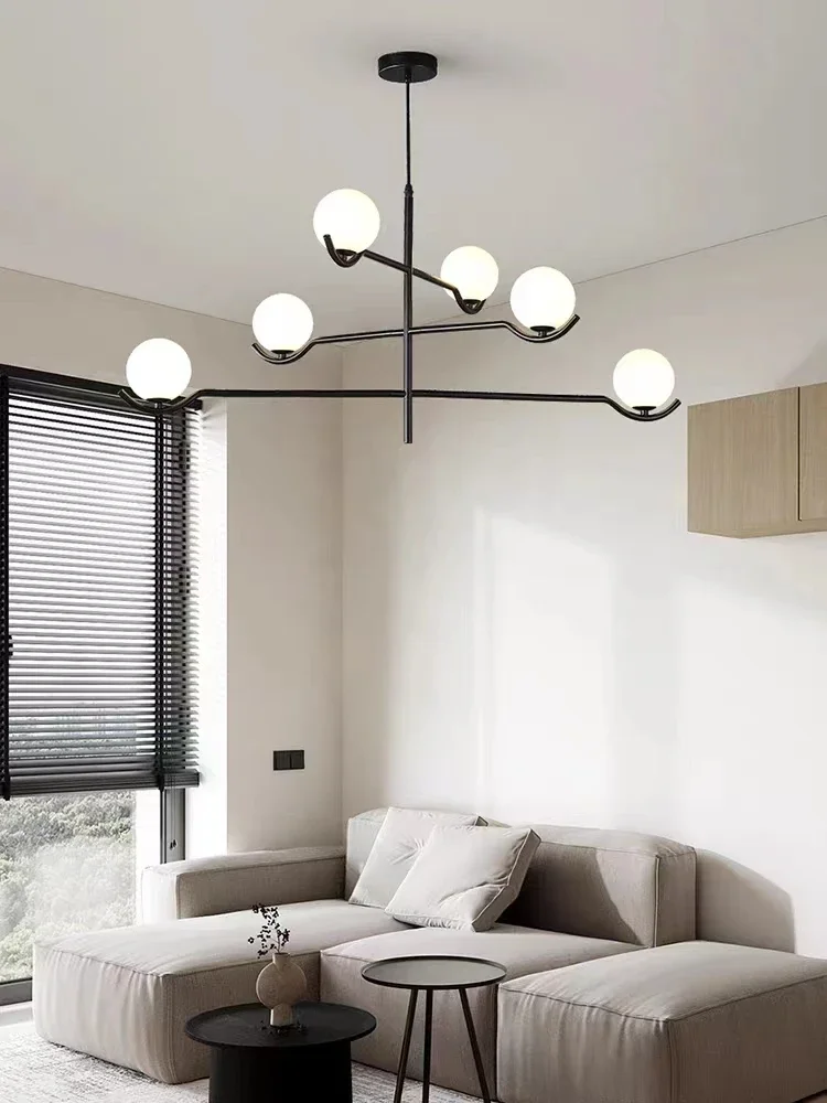 Nordic Glass Ball Led  Chandelier Black Gold for Bedroom Living Dining Room,Table Pendant Lamp Lusters Luminaire Lighting