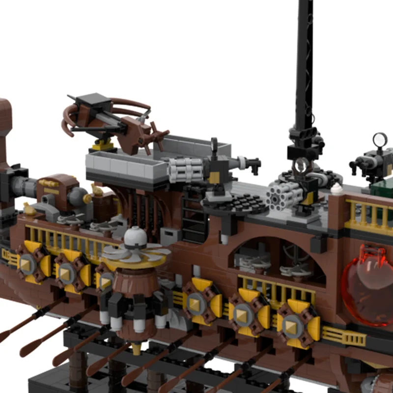 

Warship Model Moc Building Bricks Galley - Steampunk Version Model Technology Blocks Gift Christmas Toy DIY Set Assembly Holiday