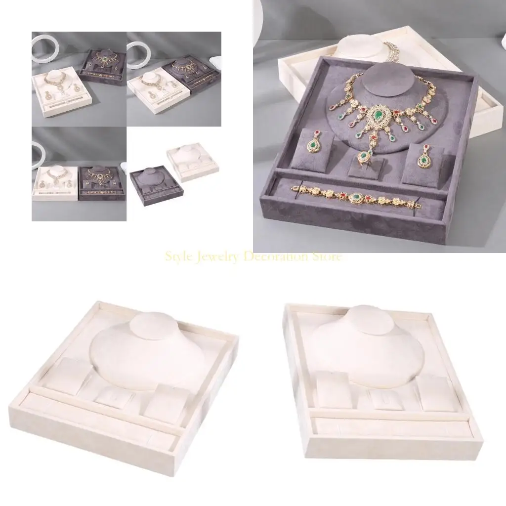 

D46E Velvets Jewelry Display Mat Elegant Presentation Tray for Necklaces and Earrings