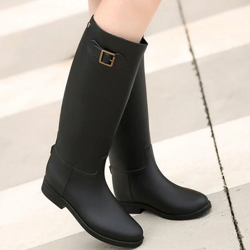 Comemore Fashion Autumn High Long Boots Women\'s Rain Boots Girl Outdoor Rubber Water Shoes for Women Waterproof Garden Galoshes