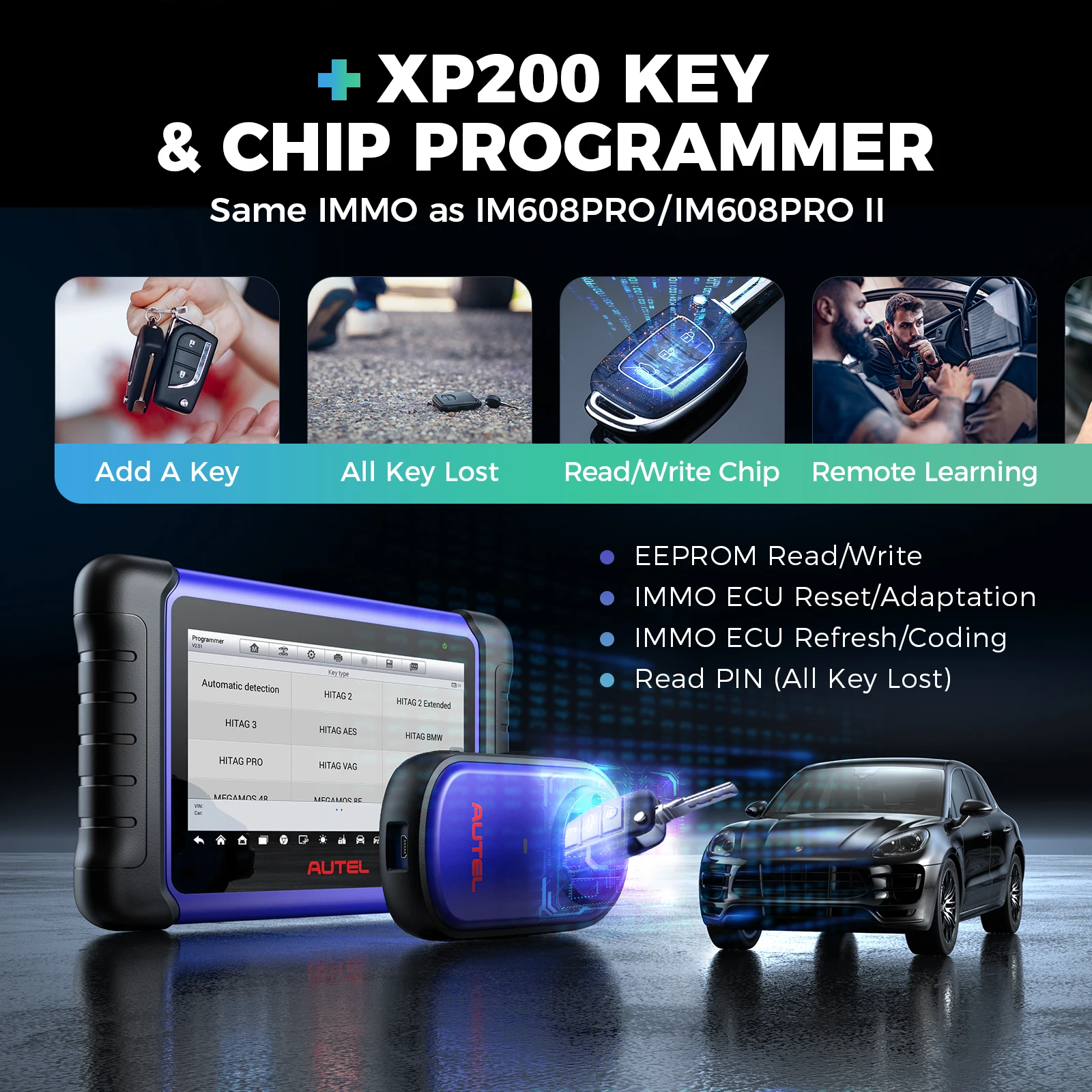 Autel Key Programmer MaxiIM IM508S IMMO Key Programming Tools For All Cars OBD2 Automotive Diagnostic Scanner PK IM508 KM100E