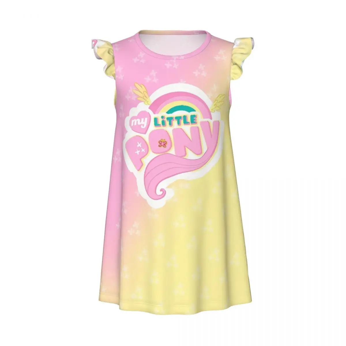 Cartoon Girl's My Little Pony Dress NightgownsShort Sleeves for Little Girls Pajamas Nightdress Nightie Sleepwear