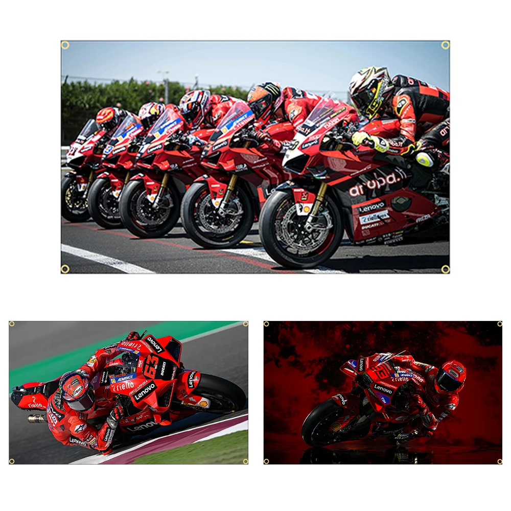 Red motorcycle Flag Banner Polyester Printed 60X90CM 90X150CM Decorative Motorcycle Racing Flag For Room Decor，Outdoor Decor