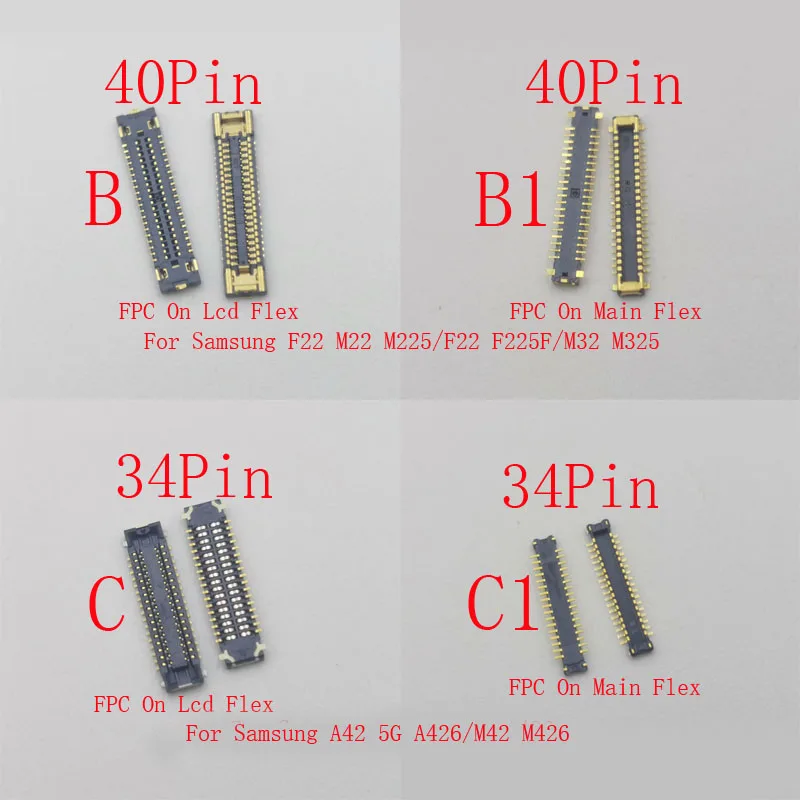 2-50Pcs Usb Charger Lcd Display FPC Connector Plug For Samsung Galaxy F22 M22 M225F F225 M32 M325 A42 A426 M42 M426 34 40 78 Pin
