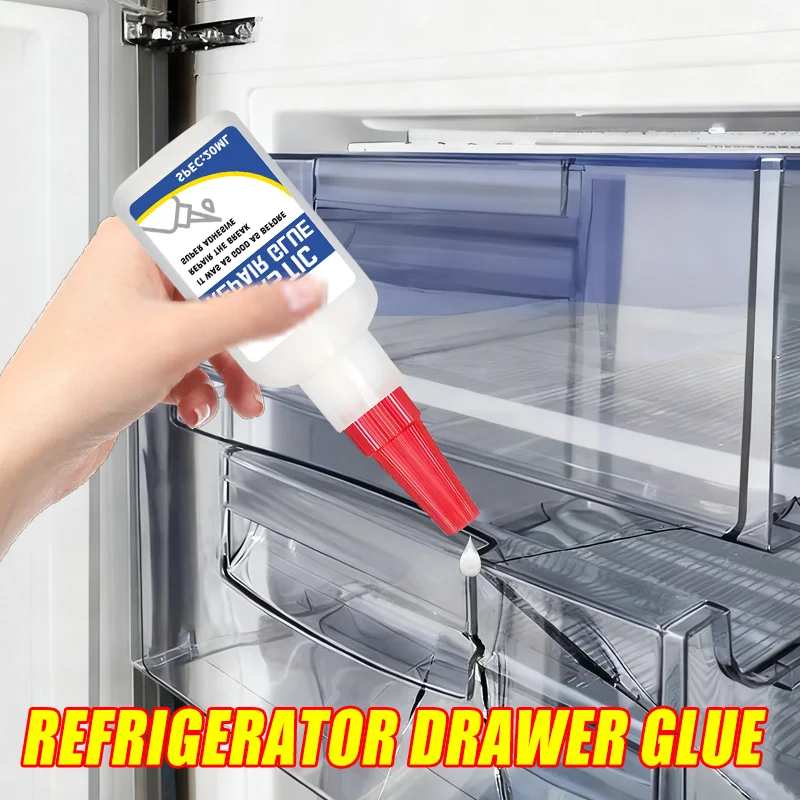 Universal Refrigerator Drawer Glue - Strong Adhesive, Quick Bonding, Durable Repair for Appliances, Easy to Use, Weatherproof