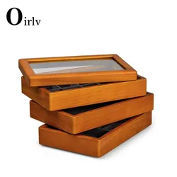 Oirlv Retro Wooden Multi-function Jewelry Display Box Microfiber Ring Earring Bangle Organizer Case Luxury Storag Box Women Gift