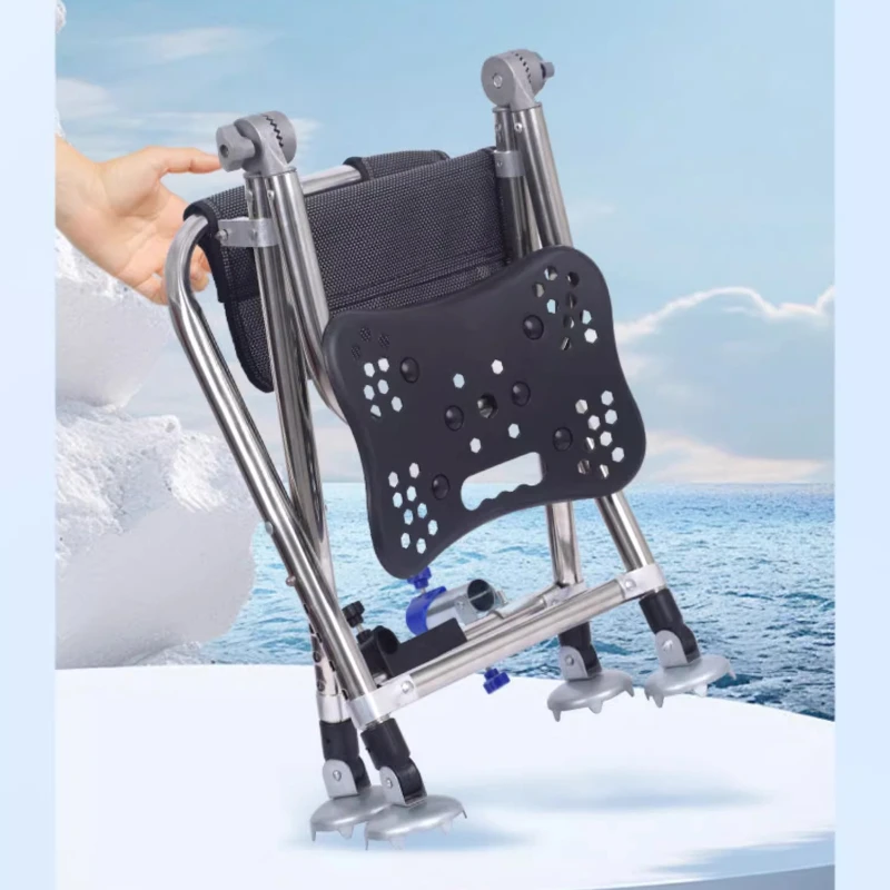 Specialized Fishing Equipment, All-Terrain Fishing Chair, Stainless Steel Folding Stool, Adjustable Angler\'s Seat Fishing Gear