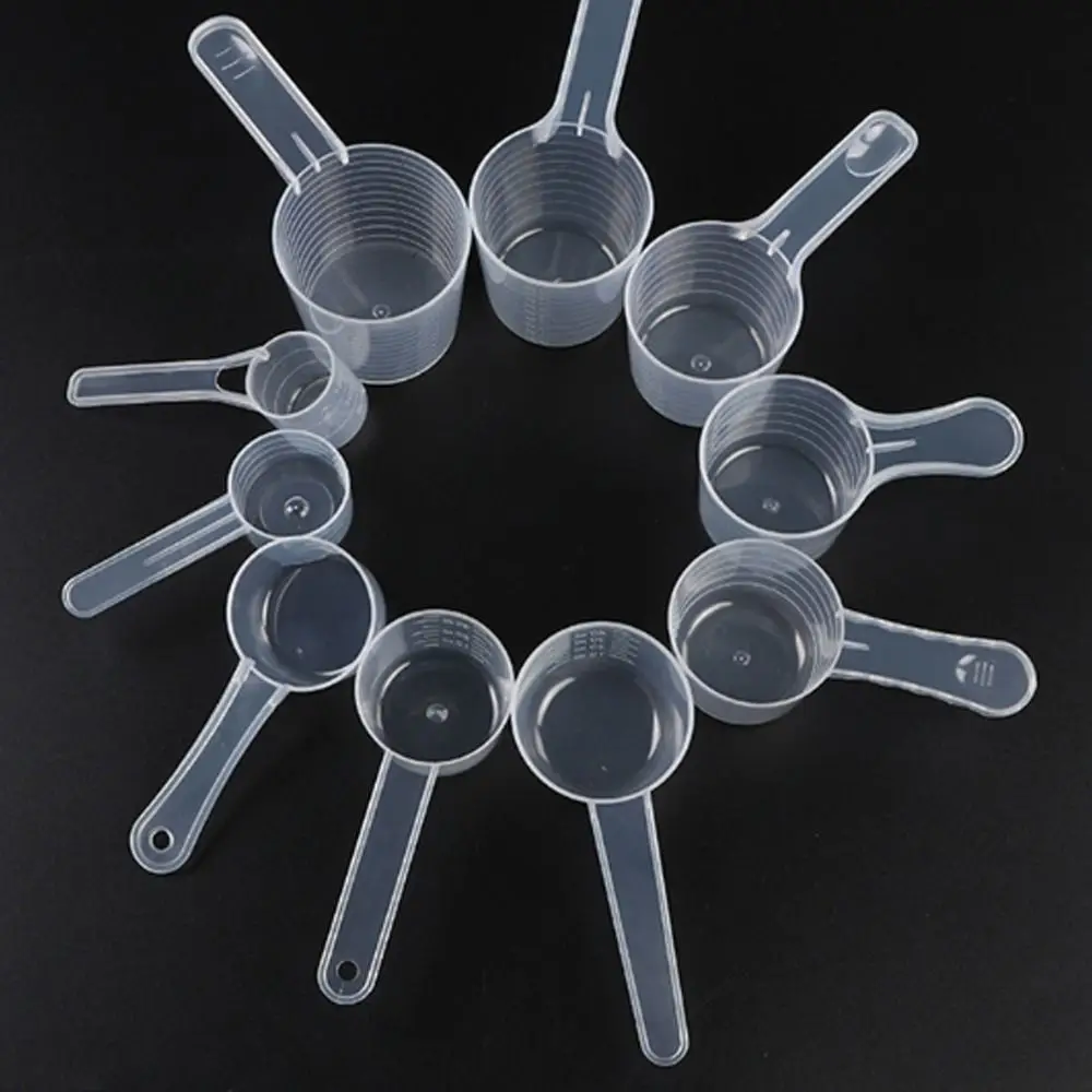 5pcs/set plastic Coffee Scoop with Scale Transparent Flat-bottomed Spoon Multipurpose Measuring Spoon