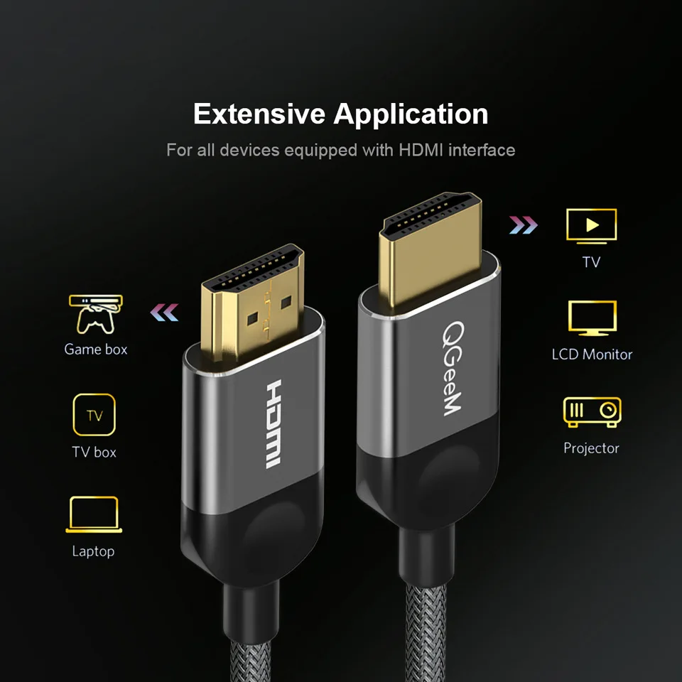 QGEEM HDMI-Compatible Cable HDMI to HDMI 2.0 Cable 4K for Xiaomi Projector Nintend Switch PS4 Television TVBox xbox Cable HDMI