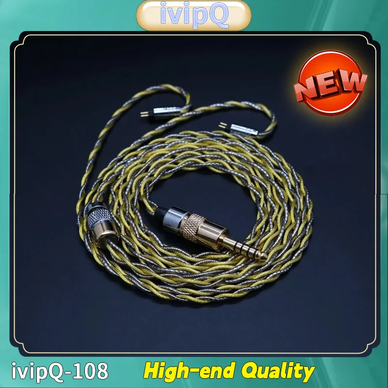 IvipQ-108 HiFi 4-Core سماعة ترقية كابل واحد كريستال الفضة + سبائك النحاس النفط غارقة مع MMCX/0.78 مللي متر/2PIN/2.5/3.5/4.4 مللي متر