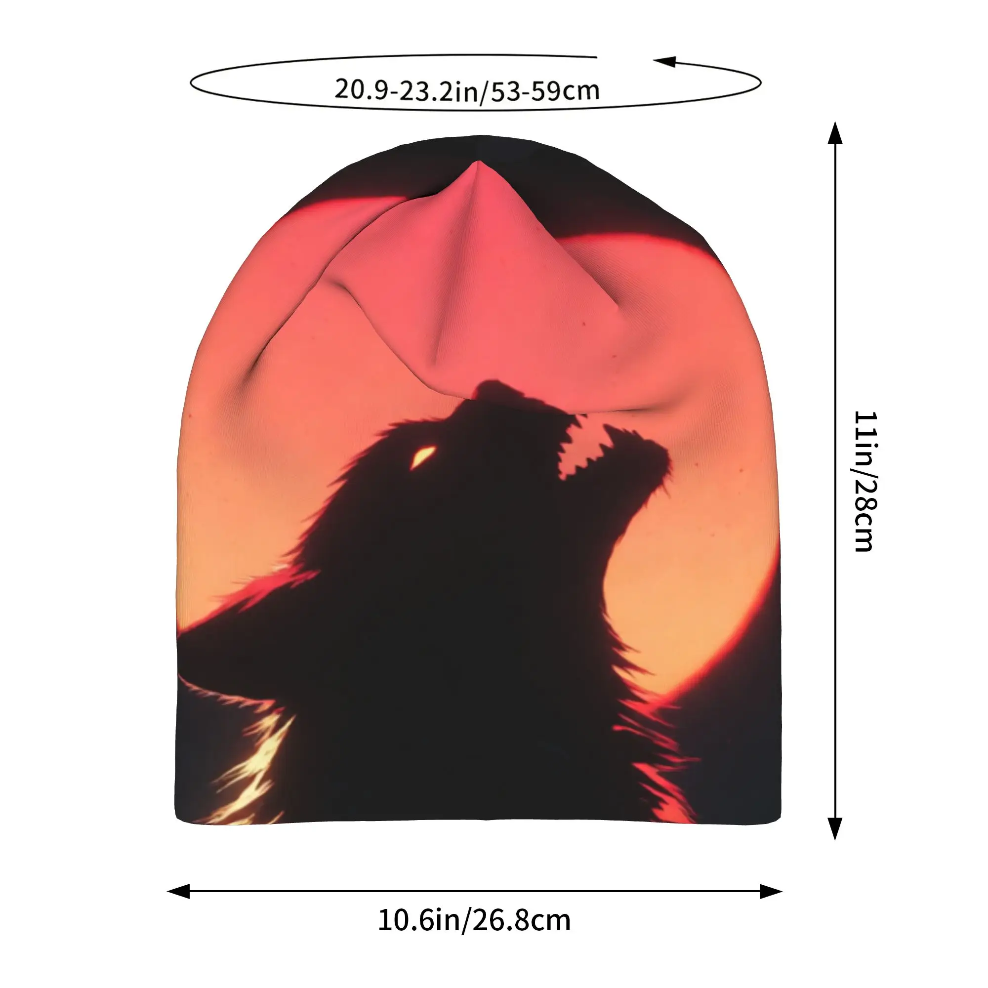 Fire Wolf Howling Red Moon Graphic Hat Fashion Caps Men Women  Skullies Beanies Ski Caps Soft Bonnet Hats
