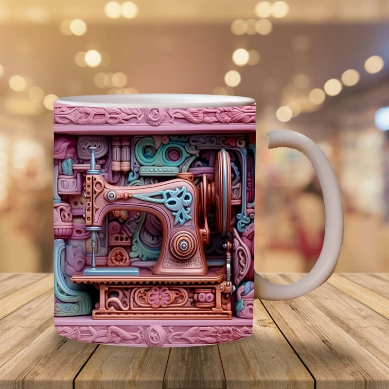 New 3D Sewing Painted Mug Creative 3D Space Mug Christmas Gift Home Decor Mugs Coffee Cups Room Decoration And Display-FUNN