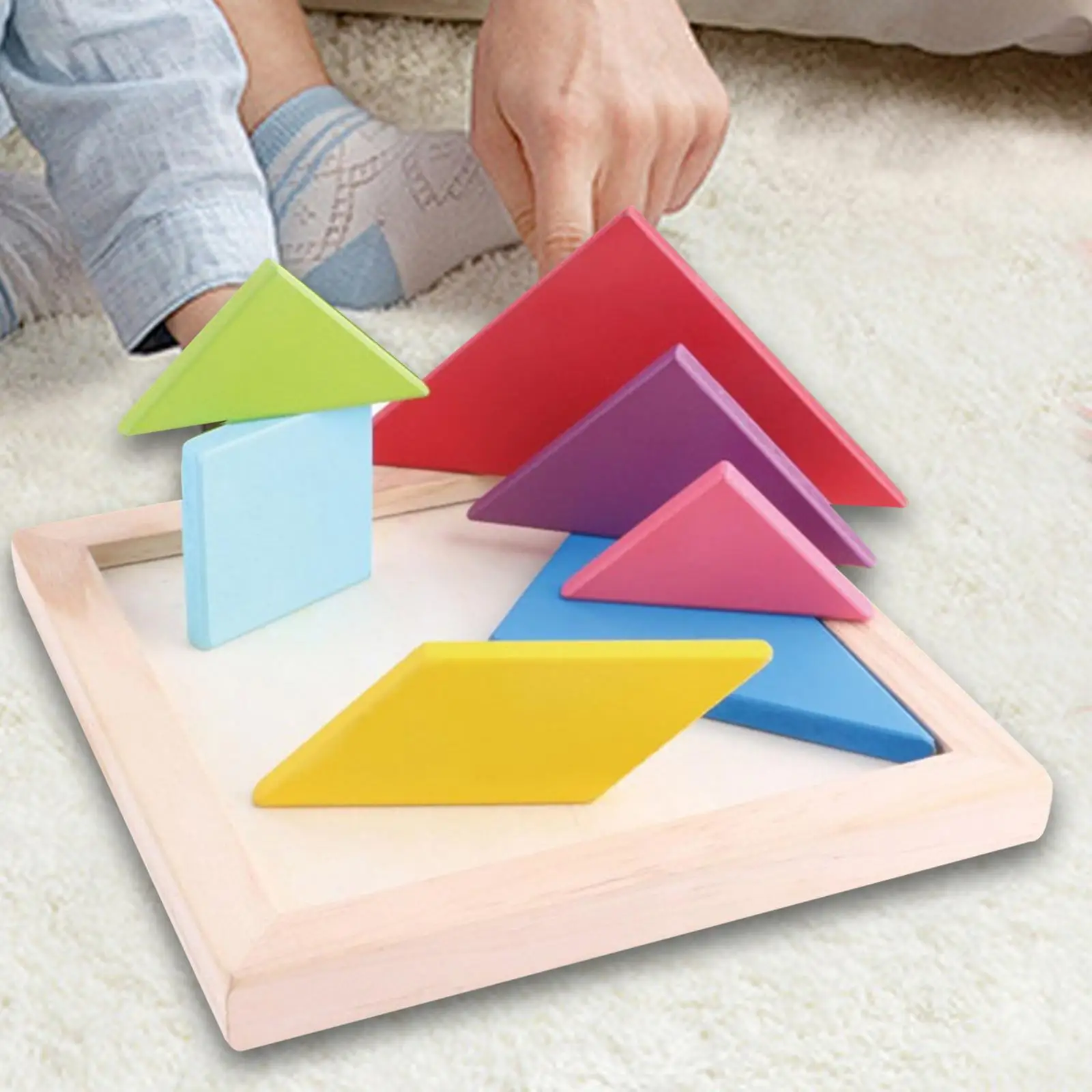 Wooden Tangrams Puzzles Party Favors Brain Logical Blocks Manipulatives Games for Boys Girls Kids Ages 4-8 Kindergarten Gifts