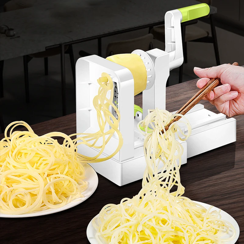 Vegetable Spiralizer with 5 Stainless Steel Blades Best Veggie Spiral Slicer Curly Fry Chopper Cutter Pasta Spaghetti Maker