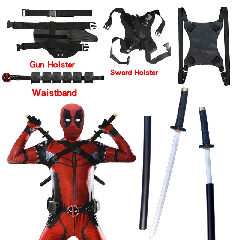 MARVEL DEADPOOL Costume Accessories Swords Belt Pistol Holster Backpack Cape Superhero Cosplay Props Boys Toys