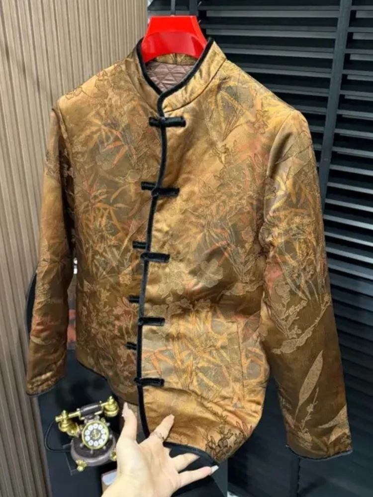 

New Men's Autumn Winter Tang Suit Jaet National Trend Button up High End Versatile Cool Personali Long Sve Casual Wear