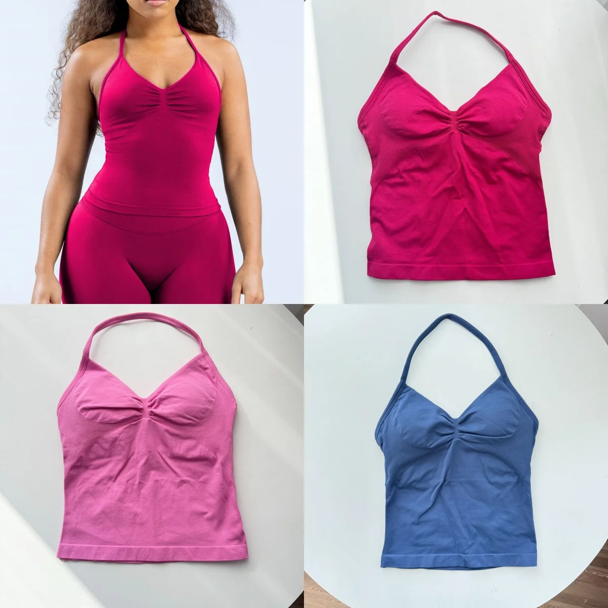 

Impact Women Longline Strappy Yoga Top - Backless Gym Clothes With Scrunch Design Built-in Bra & Removable Cups for Running