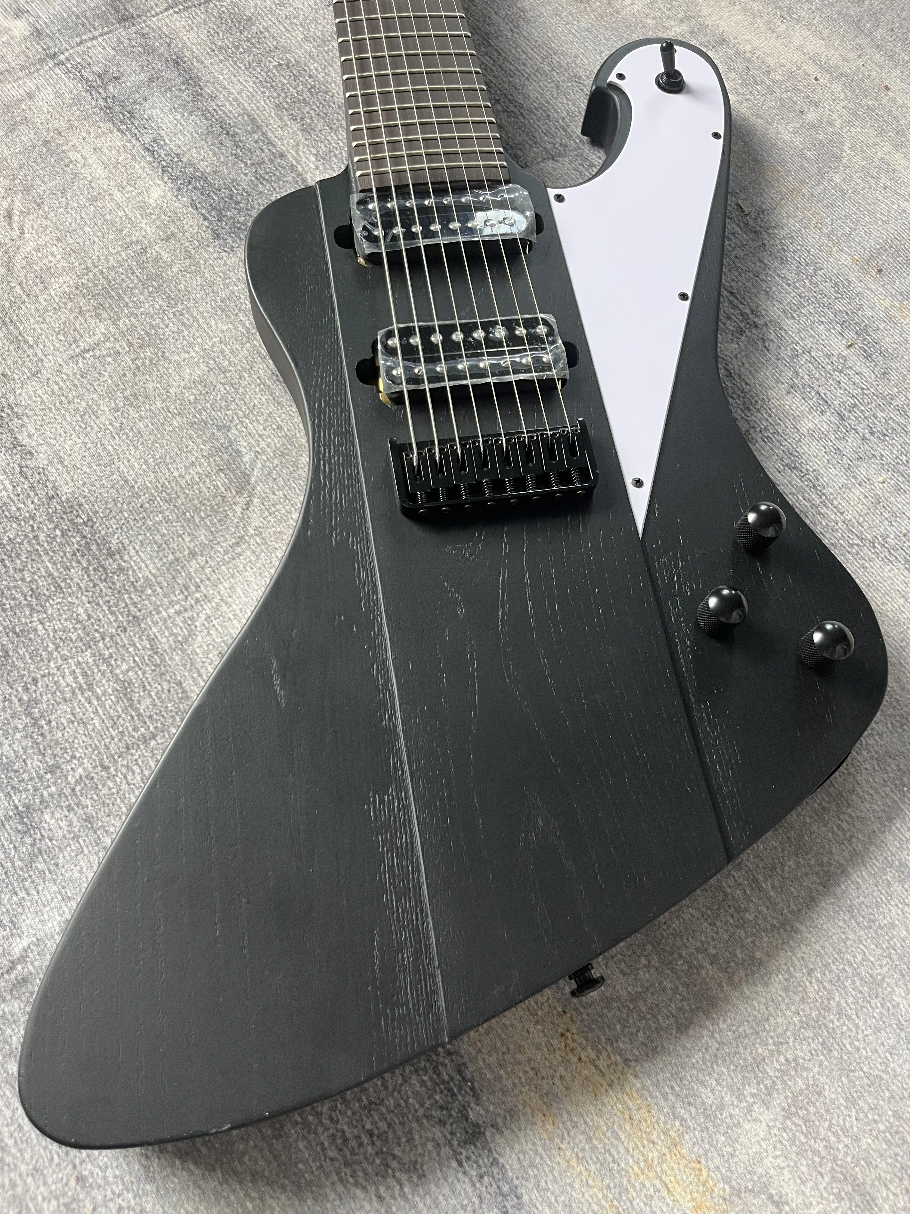 

Chinese Electric Guitar 8 String Matte Black Color white pickguard fixed bridge