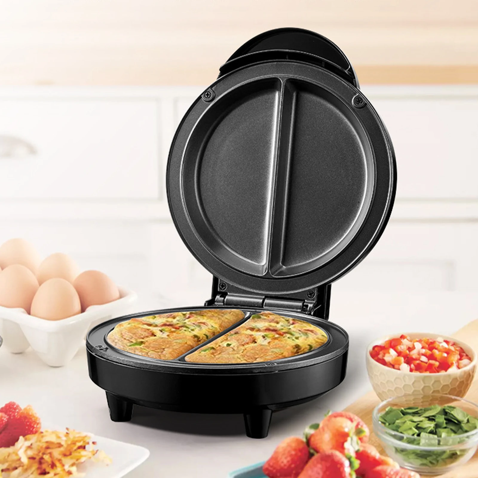 2 Section Omelet & Frittata Maker Easy To Clean Electric Omelet Maker with Indicator Lights 1000W Rapid Cooking Gadgets for Home